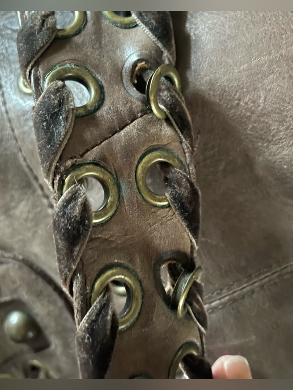 Betsey Johnson vintage brown leather bag 14 x 10 - Picture 5 of 13